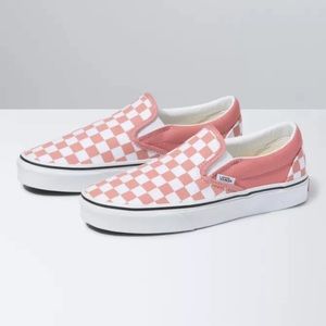 Dark Pink/White Checkered Vans